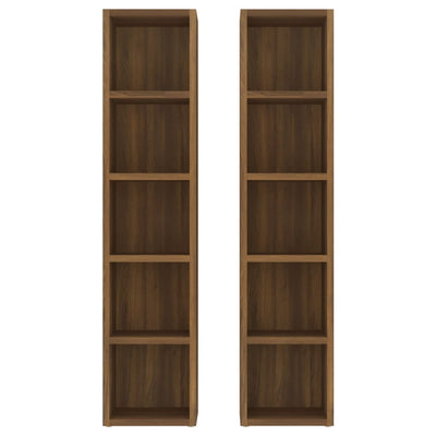 CD-hyllyt 2 kpl ruskea tammi 21x16x93,5 cm tekninen puu