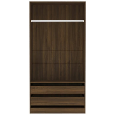 Vaatekaappi ruskea tammi 100x50x200 cm tekninen puu