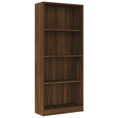 4-kerroksinen Kirjahylly ruskea tammi 60x24x142 cm tekninen puu