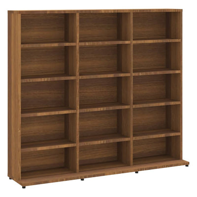 CD-hylly ruskea tammi 102x23x89,5 cm tekninen puu