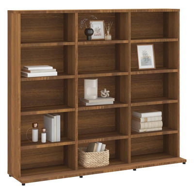 CD-hylly ruskea tammi 102x23x89,5 cm tekninen puu