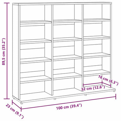 Ruskea tammi cd-hylly Caraman 102x23x89,5cm (puinen)
