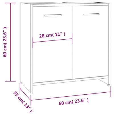 Kylpyhuoneen kaappi ruskea tammi 60x33x60 cm tekninen puu