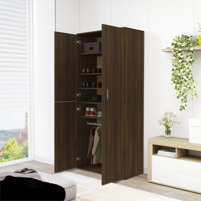 Kenkäteline ruskea tammi 80x39x178 cm tekninen puu