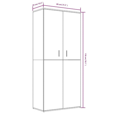 Kenkäteline ruskea tammi 80x39x178 cm tekninen puu