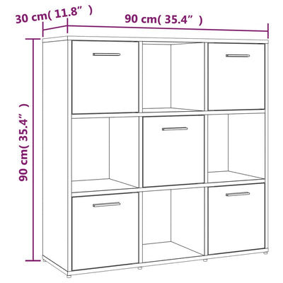 Kirjahylly ruskea tammi 90x30x90 cm tekninen puu