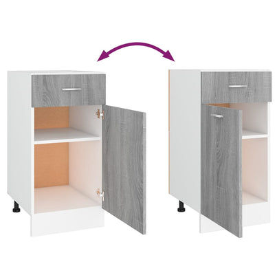 Harmaa alakaappi laatikolla Pompilas 40x46x81,5cm (puinen)