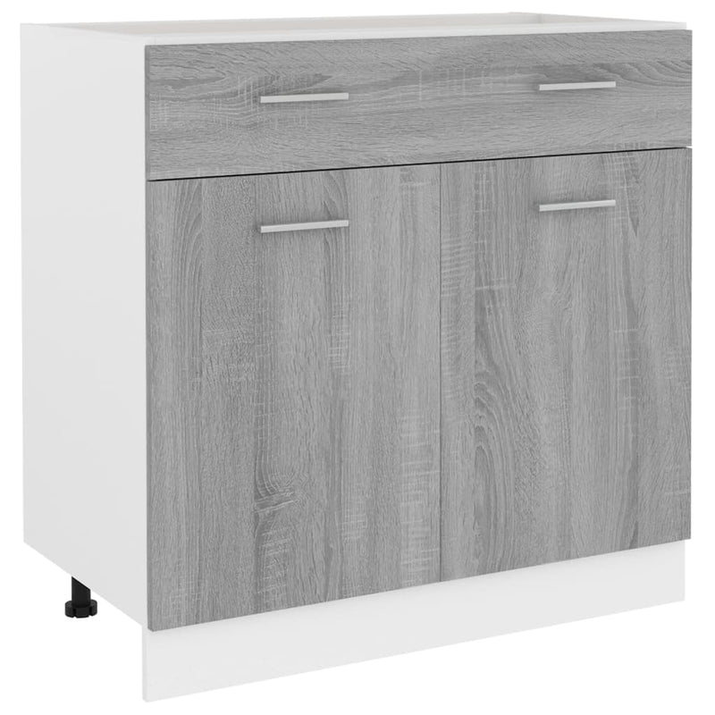 Harmaa alakaappi laatikolla Pompilas 80x46x81,5cm (puinen)