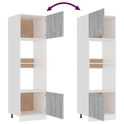 Harmaa kaappi mikroaaltouunille Pompilas 60x57x207cm (puinen)