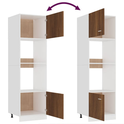 Ruskea tammi kaappi mikroaaltouunille Pompilas 60x57x207cm (puinen)