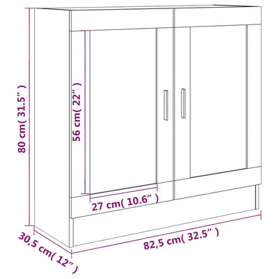 Vitriinikaappi ruskea tammi 82,5x30,5x80 cm tekninen puu