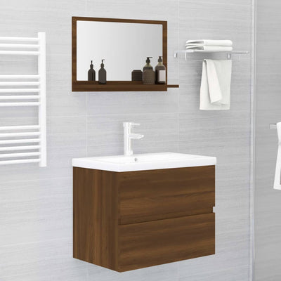 Kylpyhuoneen peili ruskea tammi 60x10,5x37 cm tekninen puu