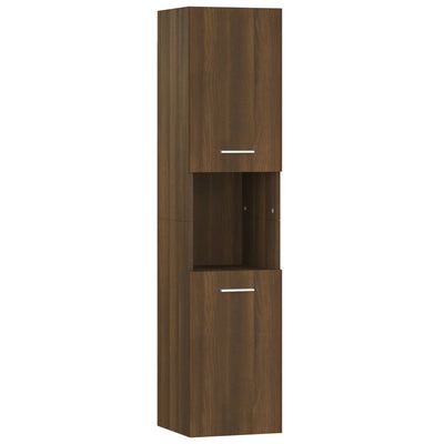Kylpyhuoneen kaappi ruskea tammi 30x30x130 cm lastulevy