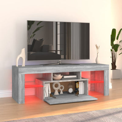 TV-taso LED-valoilla harmaa Sonoma 120x35x40 cm