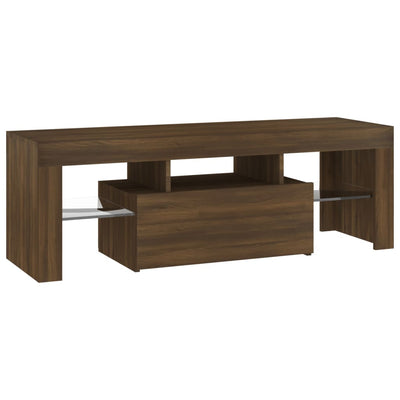 TV-taso LED-valoilla ruskea tammi 120x35x40 cm