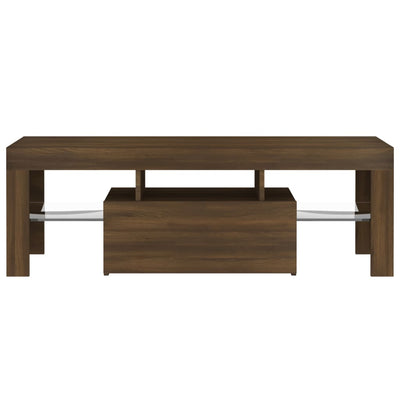 TV-taso LED-valoilla ruskea tammi 120x35x40 cm