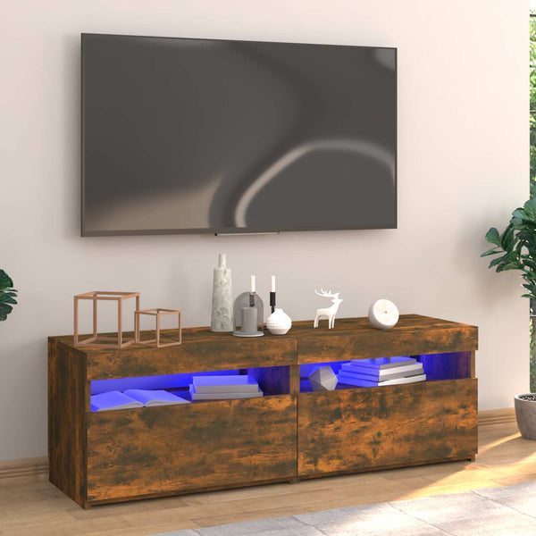 TV-taso LED-valoilla savutammi 120x35x40 cm