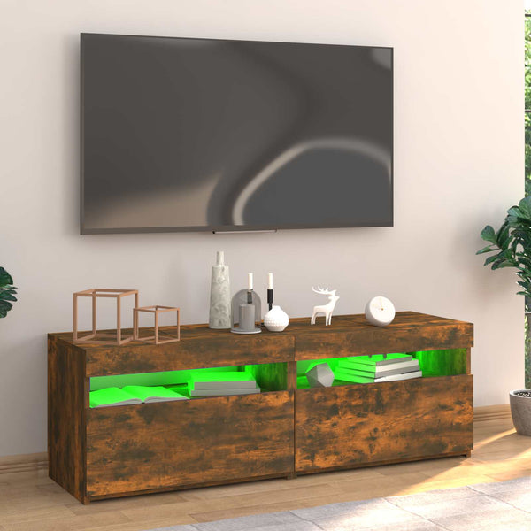 TV-taso LED-valoilla savutammi 120x35x40 cm