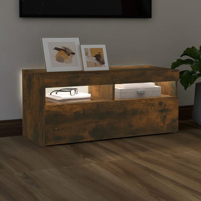 TV-taso LED-valoilla savutammi 90x35x40 cm