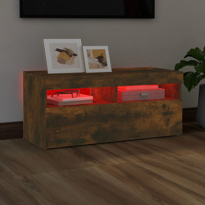 TV-taso LED-valoilla savutammi 90x35x40 cm