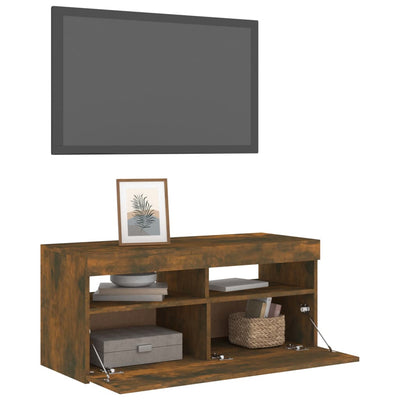 TV-taso LED-valoilla savutammi 90x35x40 cm