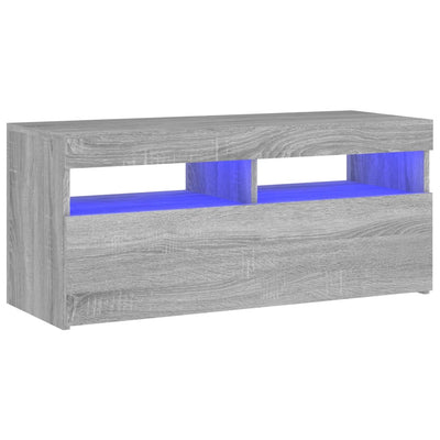 TV-taso LED-valoilla harmaa Sonoma 90x35x40 cm