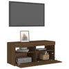 TV-taso LED-valoilla ruskea tammi 90x35x40 cm