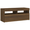 TV-taso LED-valoilla ruskea tammi 90x35x40 cm