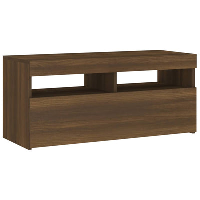 TV-taso LED-valoilla ruskea tammi 90x35x40 cm