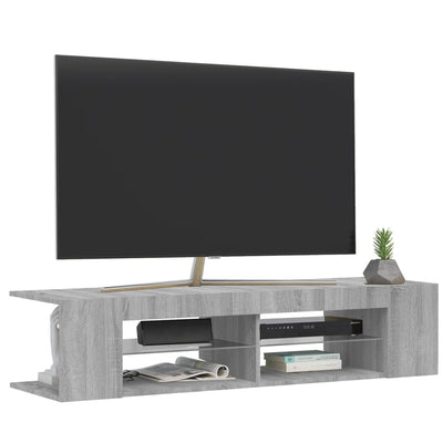 TV-taso LED-valoilla harmaa Sonoma 135x39x30 cm