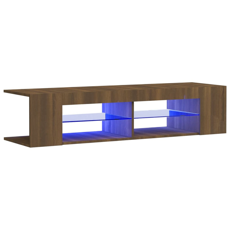 Ruskea tammi tv-taso led-valoilla Christelle 135x39x30cm