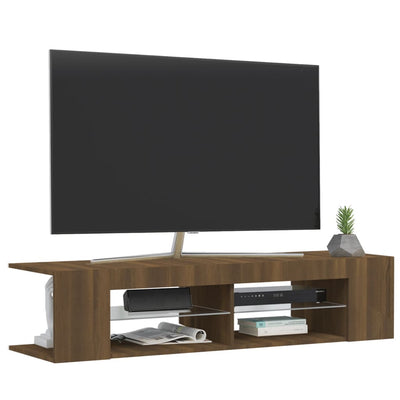 TV-taso LED-valoilla ruskea tammi 135x39x30 cm