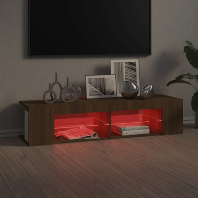 TV-taso LED-valoilla ruskea tammi 135x39x30 cm