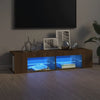 Ruskea tammi tv-taso led-valoilla Christelle 135x39x30cm