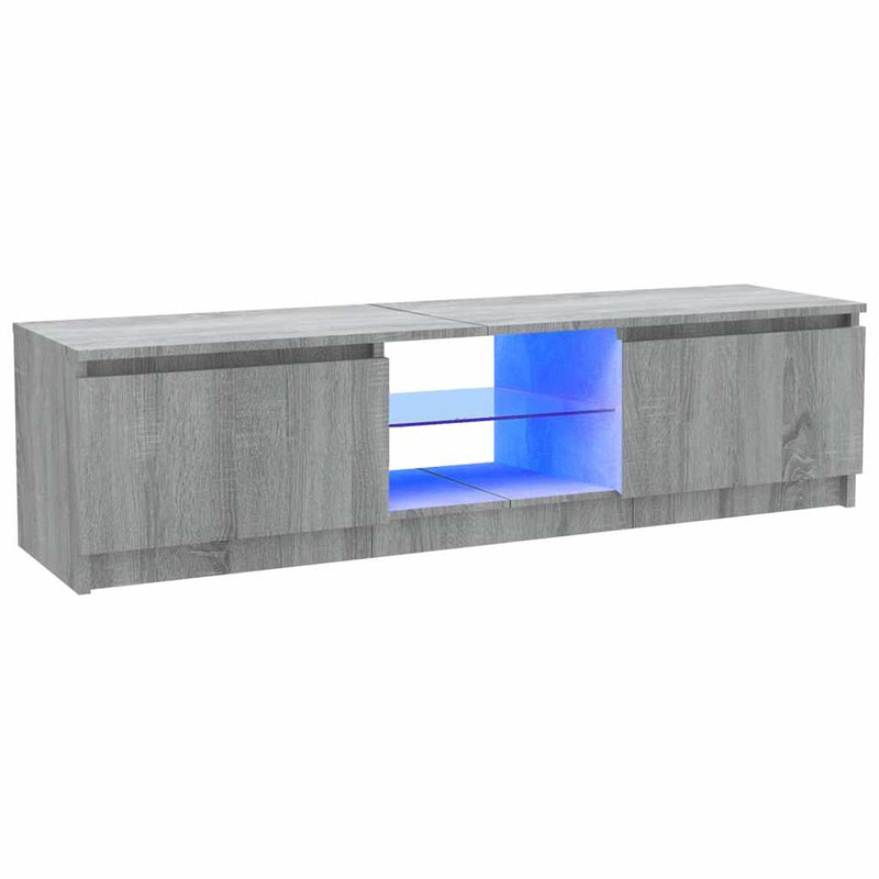 Harmaa tv-taso led-valoilla Dondos 120x30x35,5cm