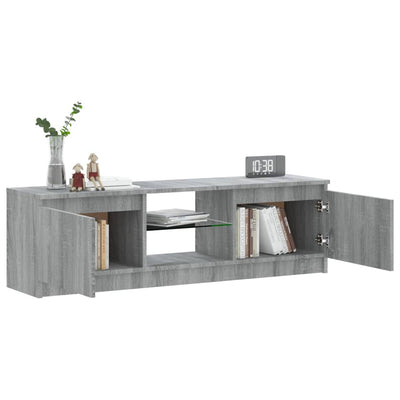 TV-taso LED-valoilla harmaa Sonoma 120x30x35,5 cm