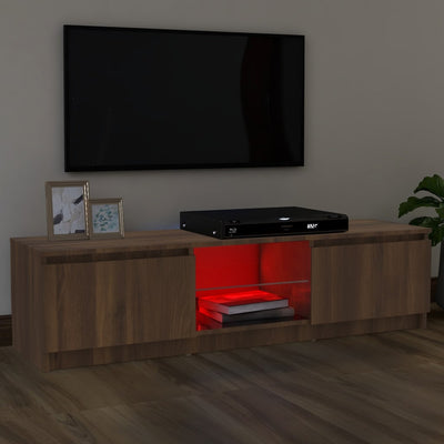 TV-taso LED-valoilla ruskea tammi 120x30x35,5 cm