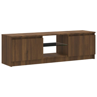 TV-taso LED-valoilla ruskea tammi 120x30x35,5 cm