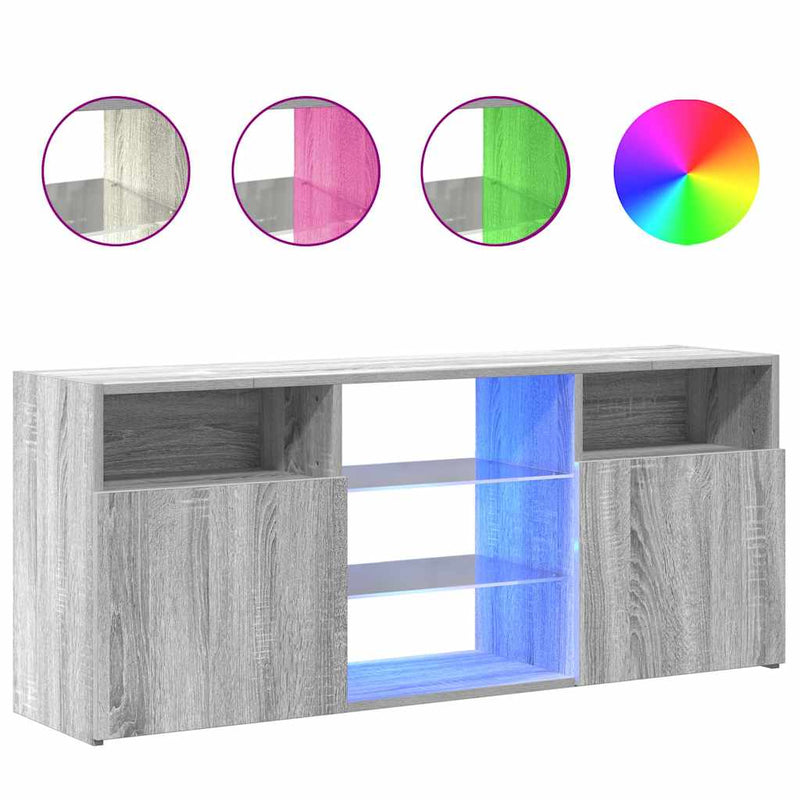 Harmaa tv-taso led-valoilla Zornia 120x30x50cm