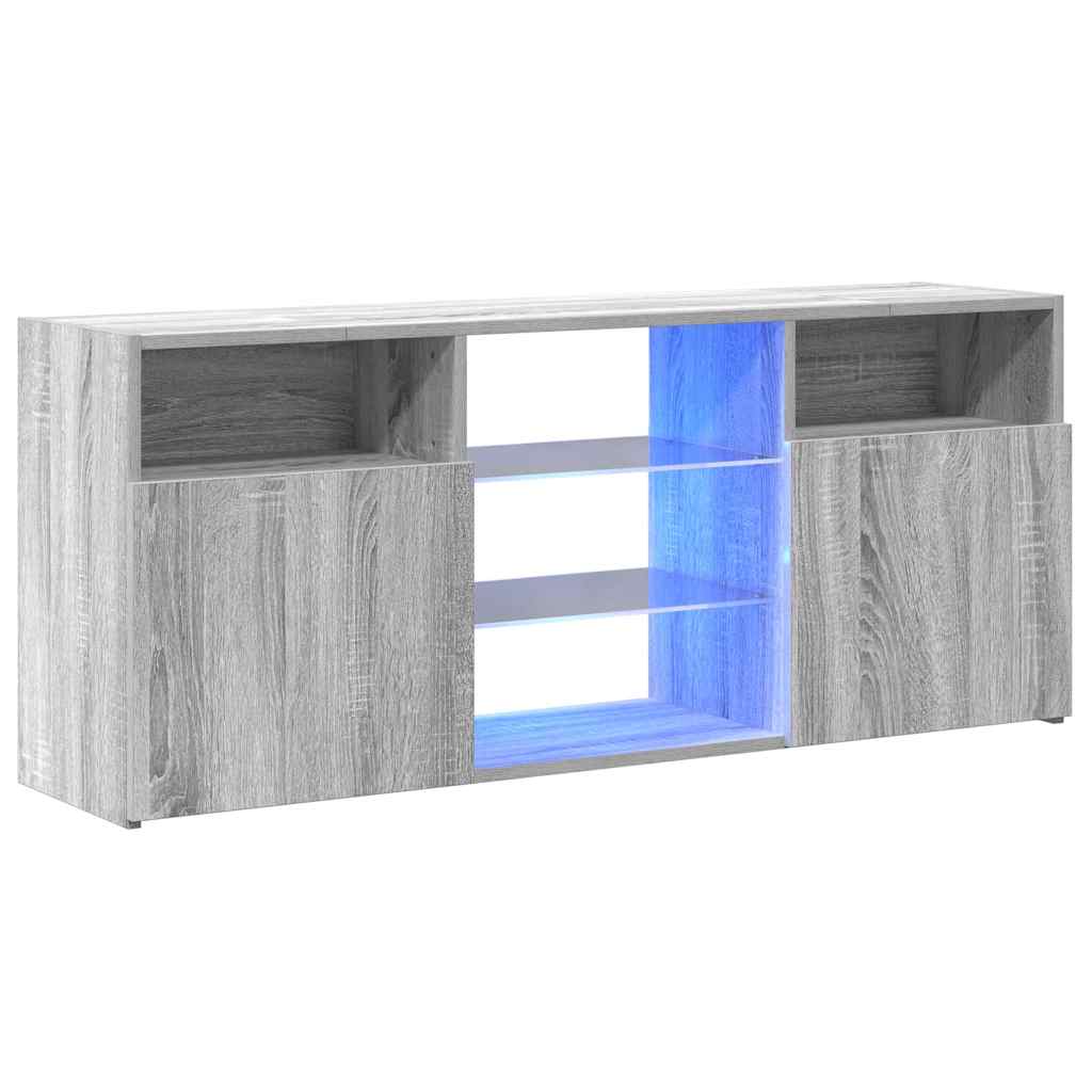 Harmaa tv-taso led-valoilla Zornia 120x30x50cm