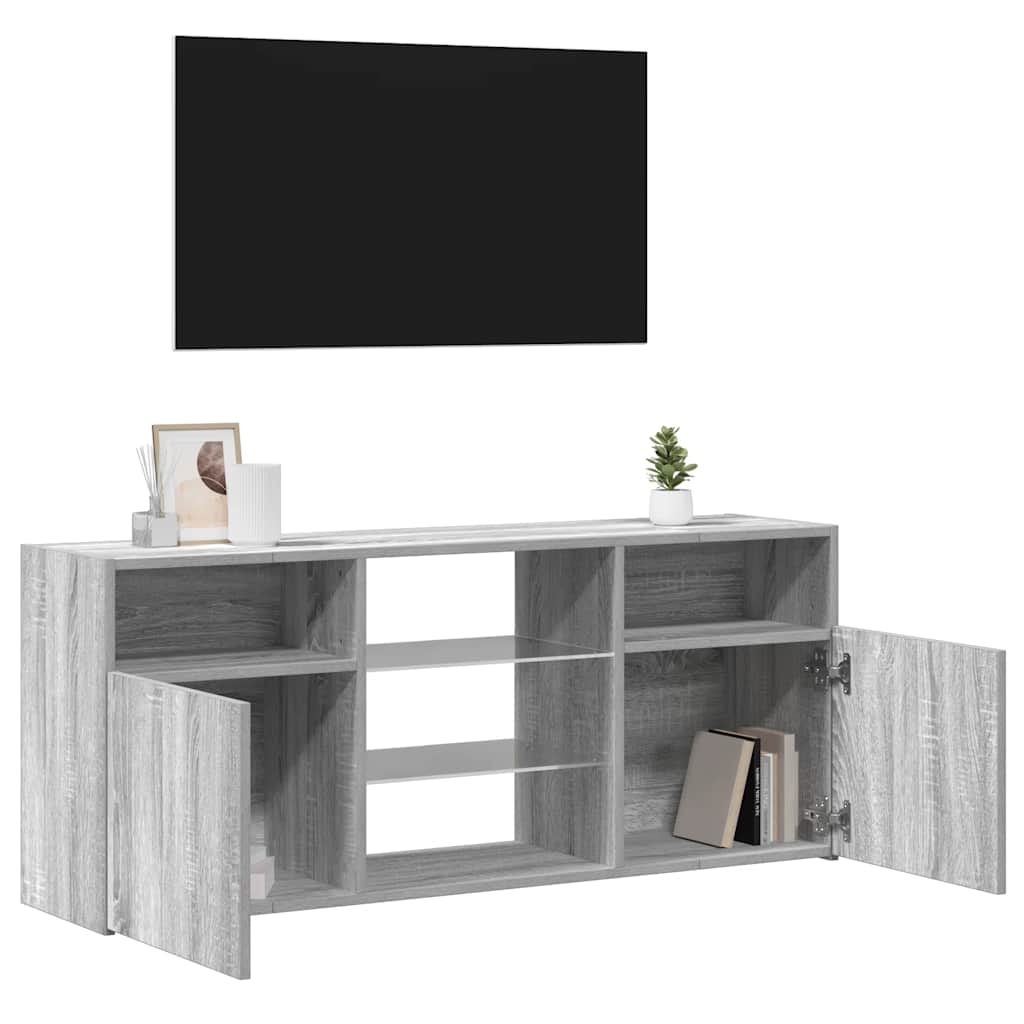 Harmaa tv-taso led-valoilla Zornia 120x30x50cm
