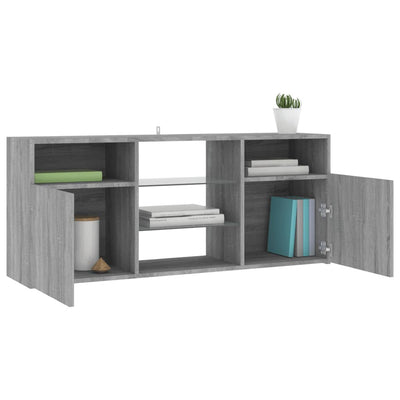 TV-taso LED-valoilla harmaa Sonoma 120x30x50 cm