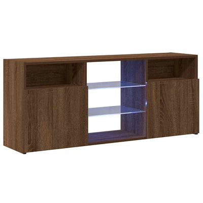 Ruskea tammi tv-taso led-valoilla Zornia 120x30x50cm