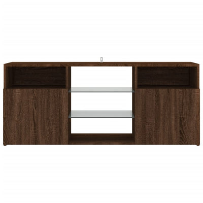 TV-taso LED-valoilla ruskea tammi 120x30x50 cm