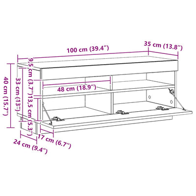 Harmaa tv-taso led-valoilla Ramiz 100x35x40cm (sonoma)