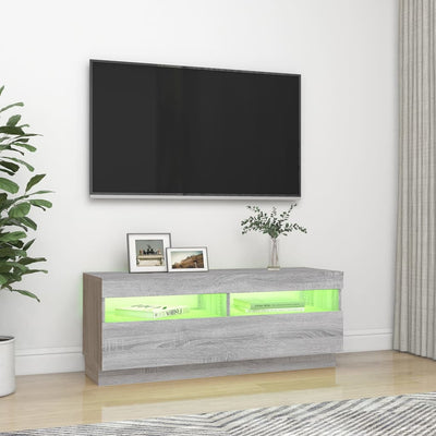 TV-taso LED-valoilla harmaa Sonoma 100x35x40 cm
