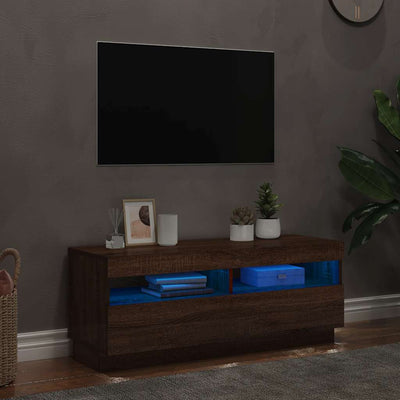 Ruskea tammi tv-taso led-valoilla Ramiz 100x35x40cm
