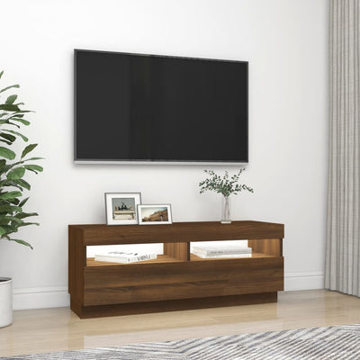 TV-taso LED-valoilla ruskea tammi 100x35x40 cm