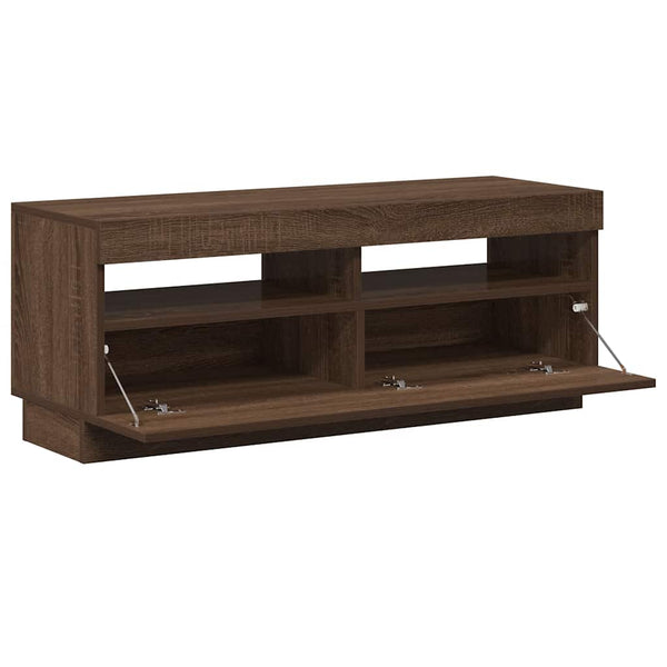 TV-taso LED-valoilla ruskea tammi 100x35x40 cm