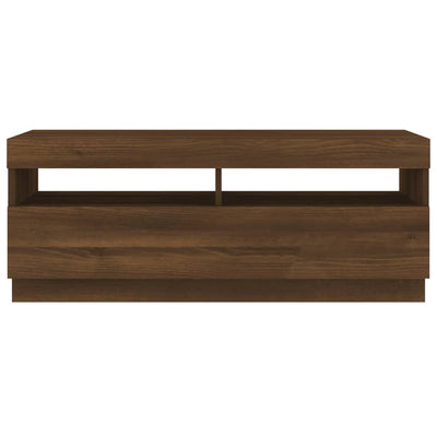 TV-taso LED-valoilla ruskea tammi 100x35x40 cm